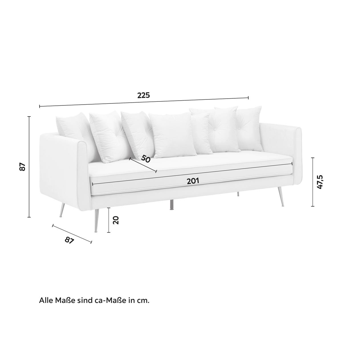 Pohovka Big Sofa LUIS, béžový samet - barva růžového zlata/béžová, Moderní, kov/dřevo (225/87/87cm) - Bessagi Home