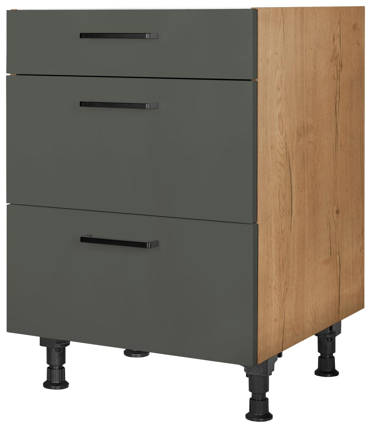 Kochfeldumbauschrank Easytouch - Eichefarben/Grün, MODERN, Holzwerkstoff (60,0/87,0/56,0cm) - Nobilia