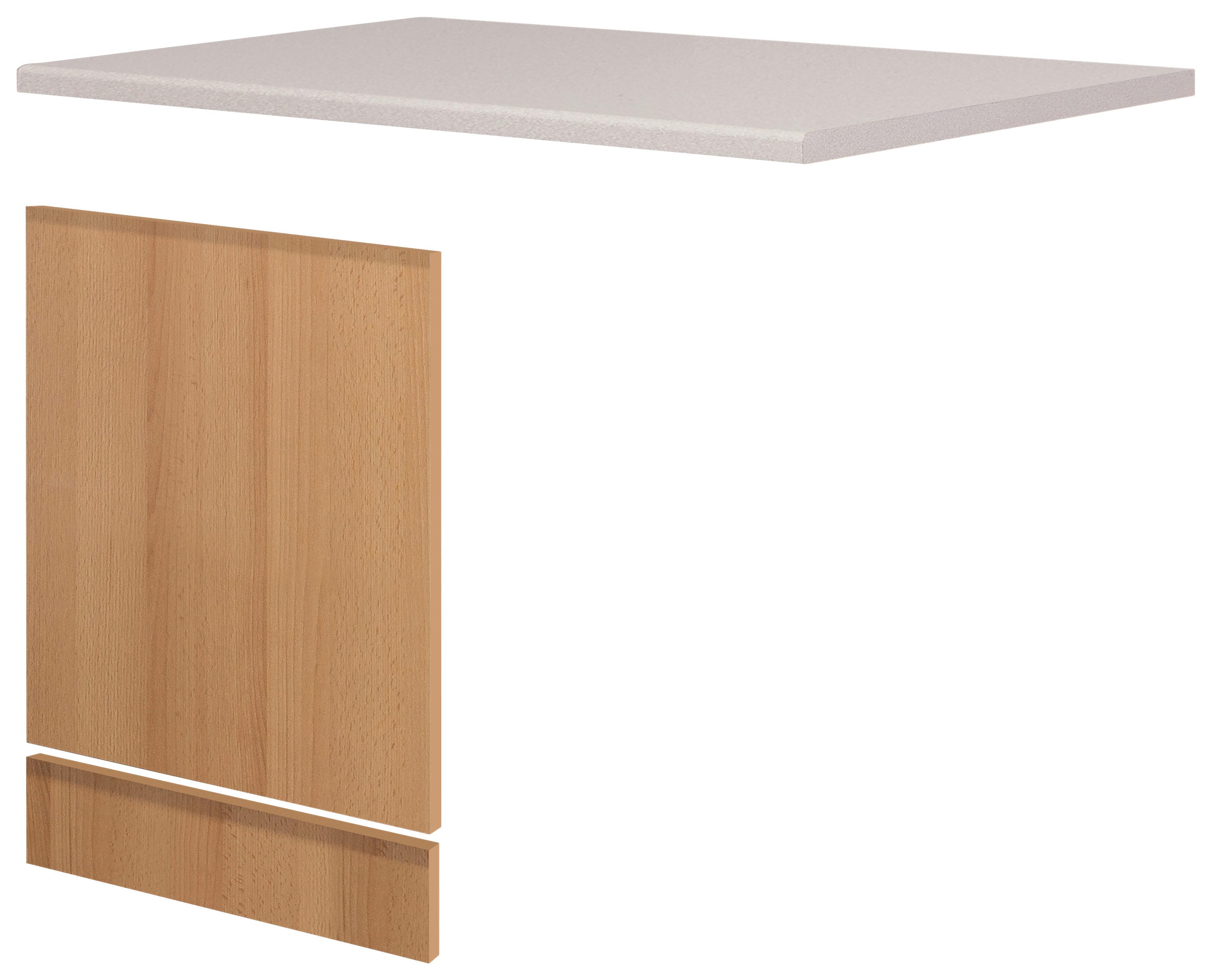 Geschirrspülerfront Nano 100cm Buche Dekor mit Arbeitsplatte - Beige/Buchefarben, MODERN, Holzwerkstoff (110/85/60cm) - FlexWell