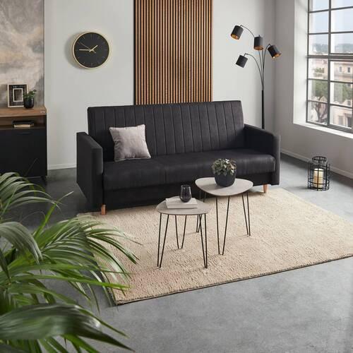 Schlafsofa Nicea - Schwarz/Braun, MODERN, Holz/Kunststoff (210/117/75cm) - Ondega