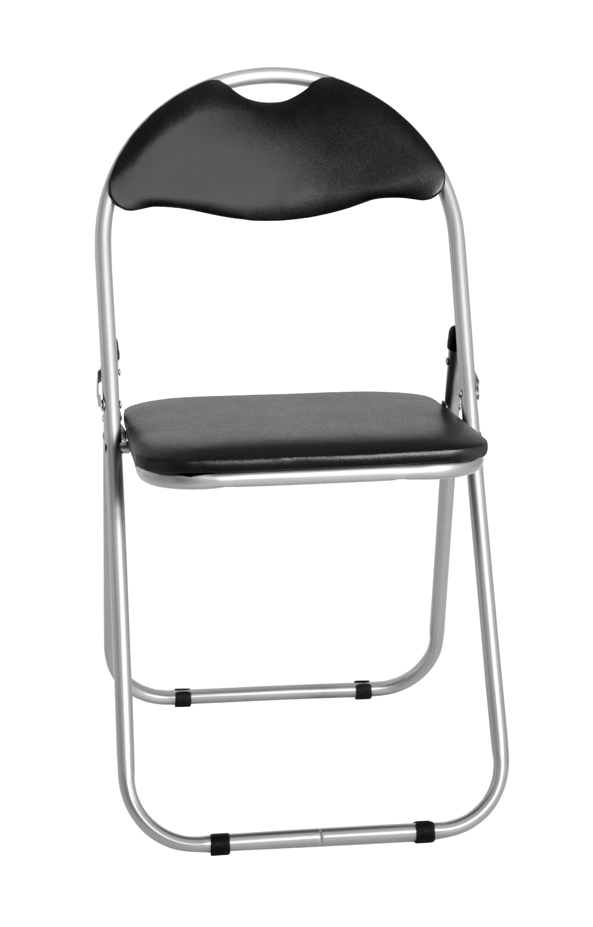 Lederlook Schwarz • Gestell Stahlrohr • alufarbig, klappbar, • B/H/T: ca. 44/80/47cm