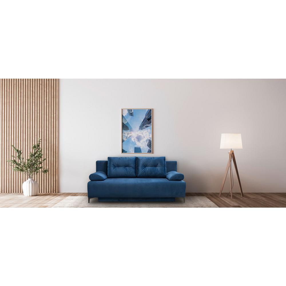 Pohovka Boxspring Viera, tmavomodrá, 201 cm, 100 cm, 105 cm