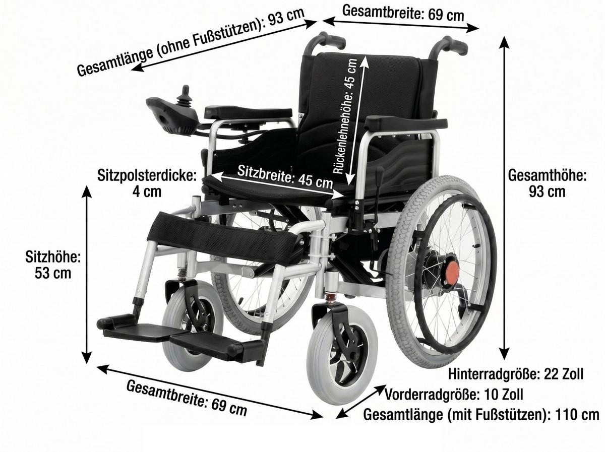 ELEKTROROLLSTUHL E-SL-LYD0012C - Schwarz, Basics, Kunststoff/Textil (97/67/96cm)