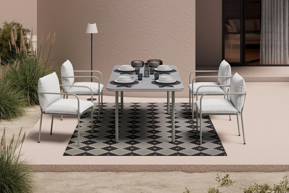 ZAHRADNÍ SESTAVA KANADA - krémová/světle šedá, Moderní, kov/textil