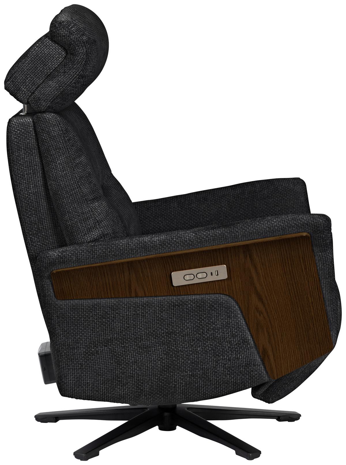 Fernsehsessel Rio - Walnussfarben/Schwarz, MODERN, Holz/Textil (75/106/87cm)