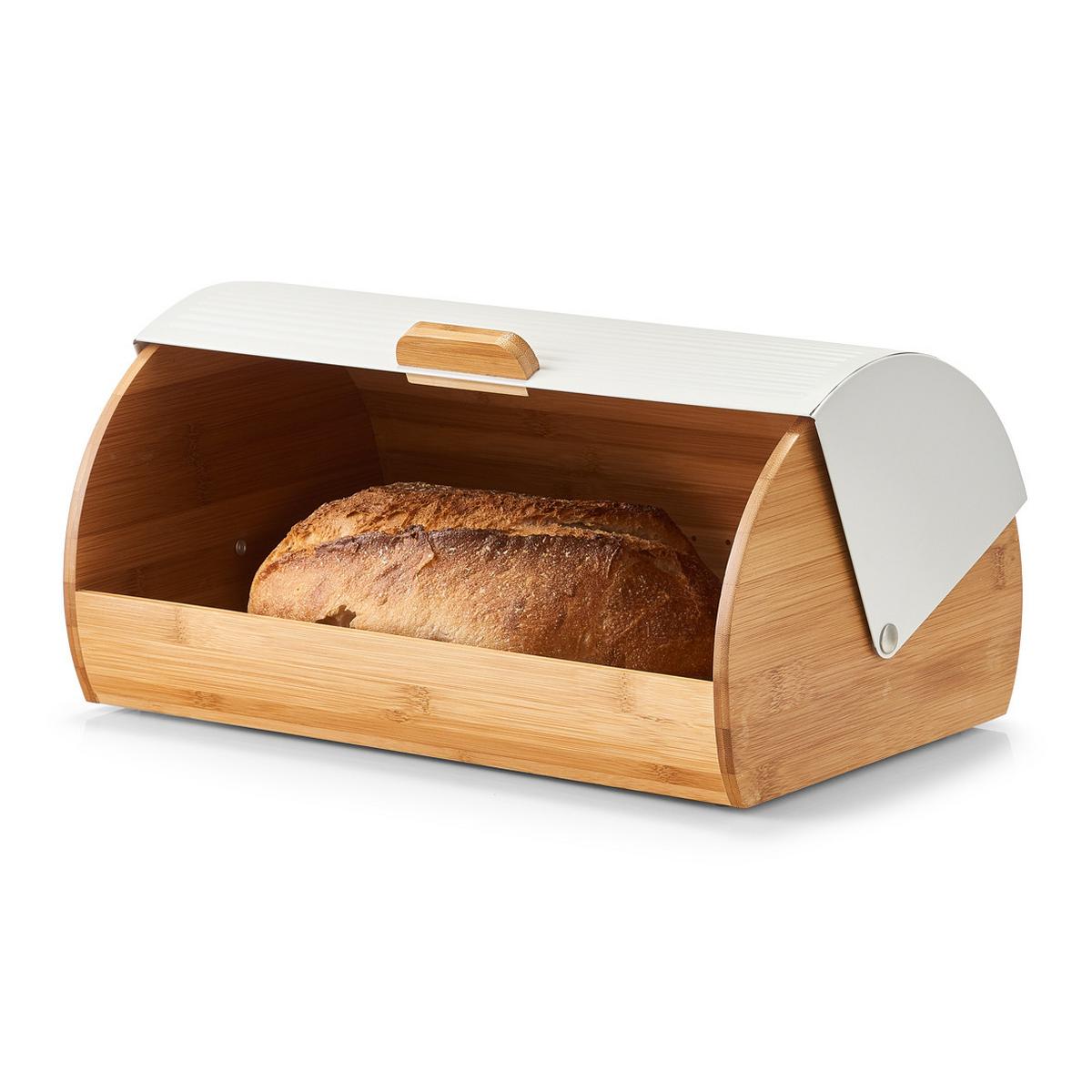 Brotkasten Naturfarben Weiß B: 39 Cm - Weiß/Naturfarben, Basics, Holz/Metall (39/27/19cm) - Zeller Present