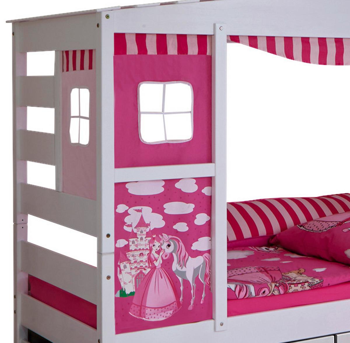 Postel ve tvaru domečku LIO závěs růžový - pink, Moderní, dřevo (90/200cm) - MID.YOU