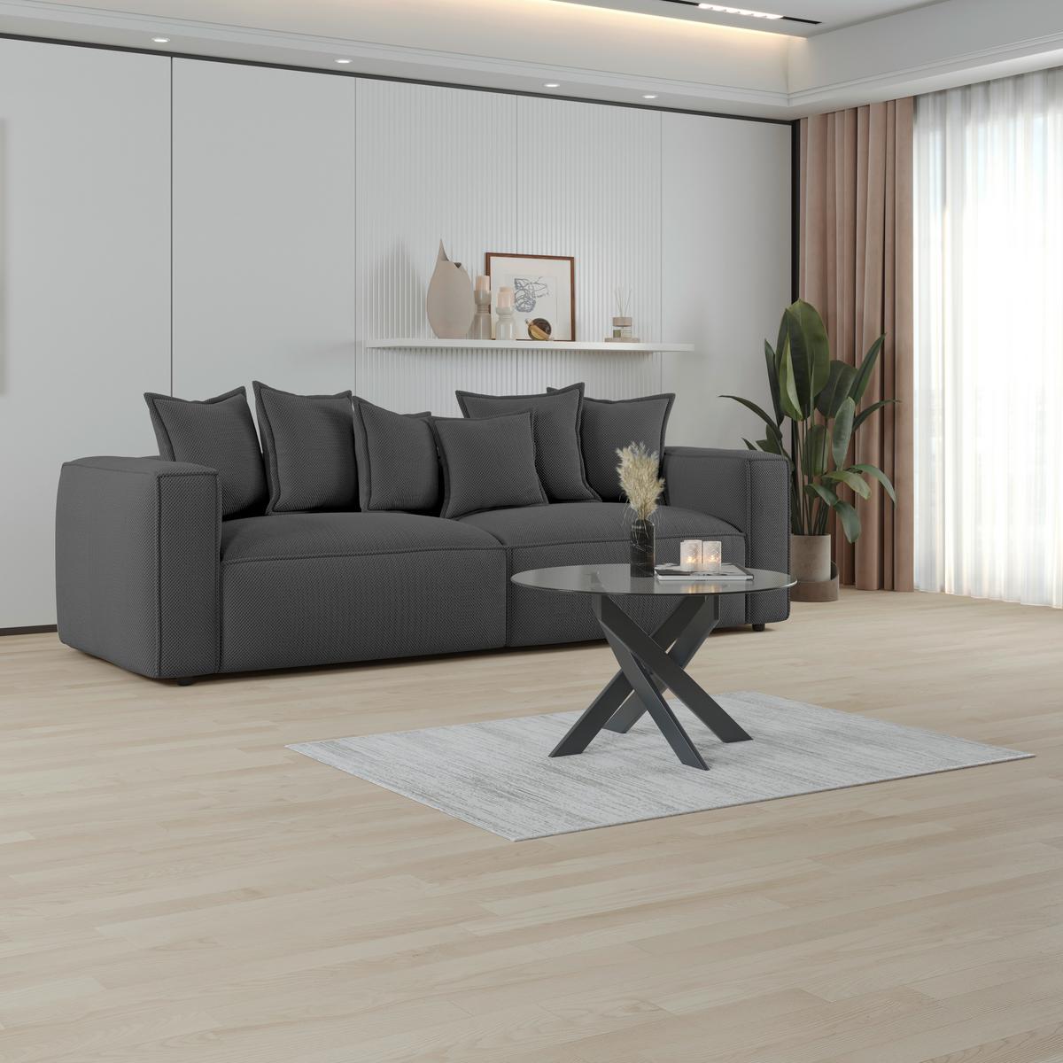 Bigsofa Cowboy - Anthrazit/Schwarz, MODERN, Textil (280/72/109cm)