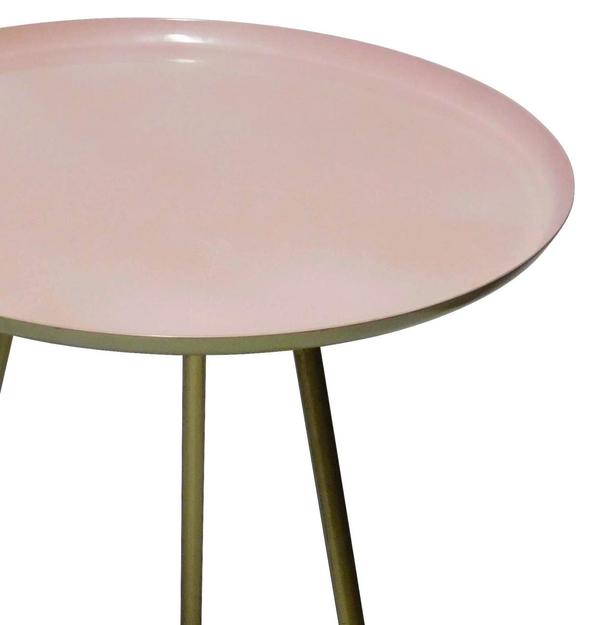 Beistelltisch Rund Im Vintage-Style, Gold/rosa - Goldfarben/Rosa, Basics, Metall (45/61cm)
