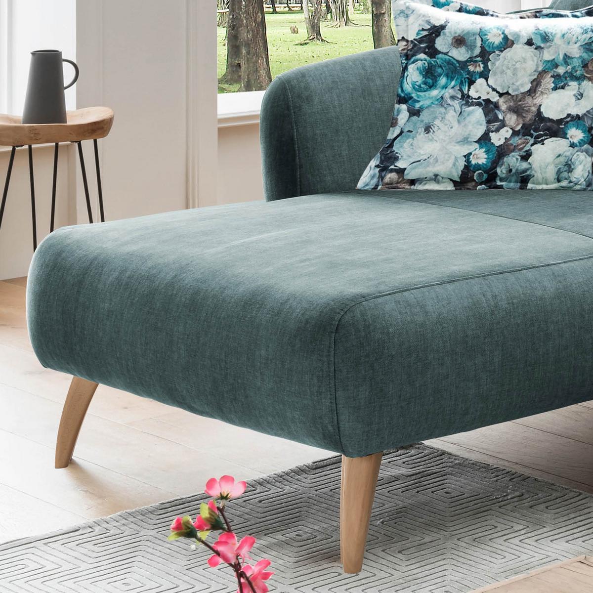 Ecksofa Baggio Dblau/Dgrün S:162/277cm - Blau/Buchefarben, MODERN, Holz/Textil (162/277cm) - Livetastic