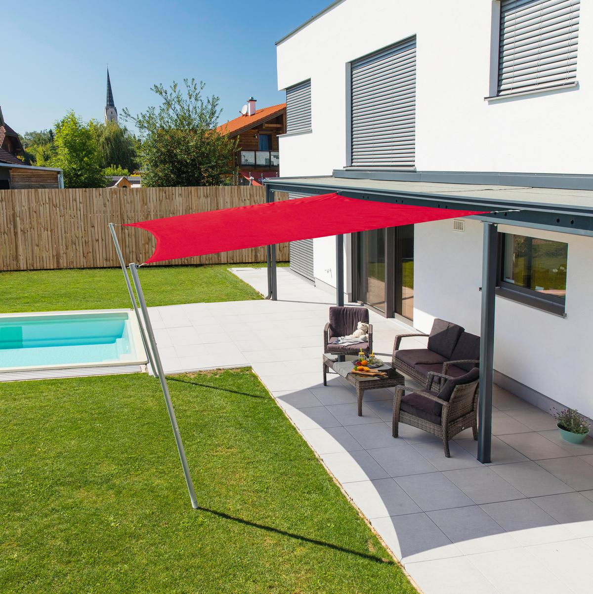 Sonnensegel Quadrat 5x5 M - Dunkelrot, Basics (500/500cm)
