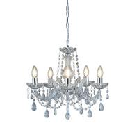 Kronleuchter 5-Flammig, Chromfarben, Metall, dimmbar - Chromfarben, KONVENTIONELL, Glas/Kunststoff (48/120cm)