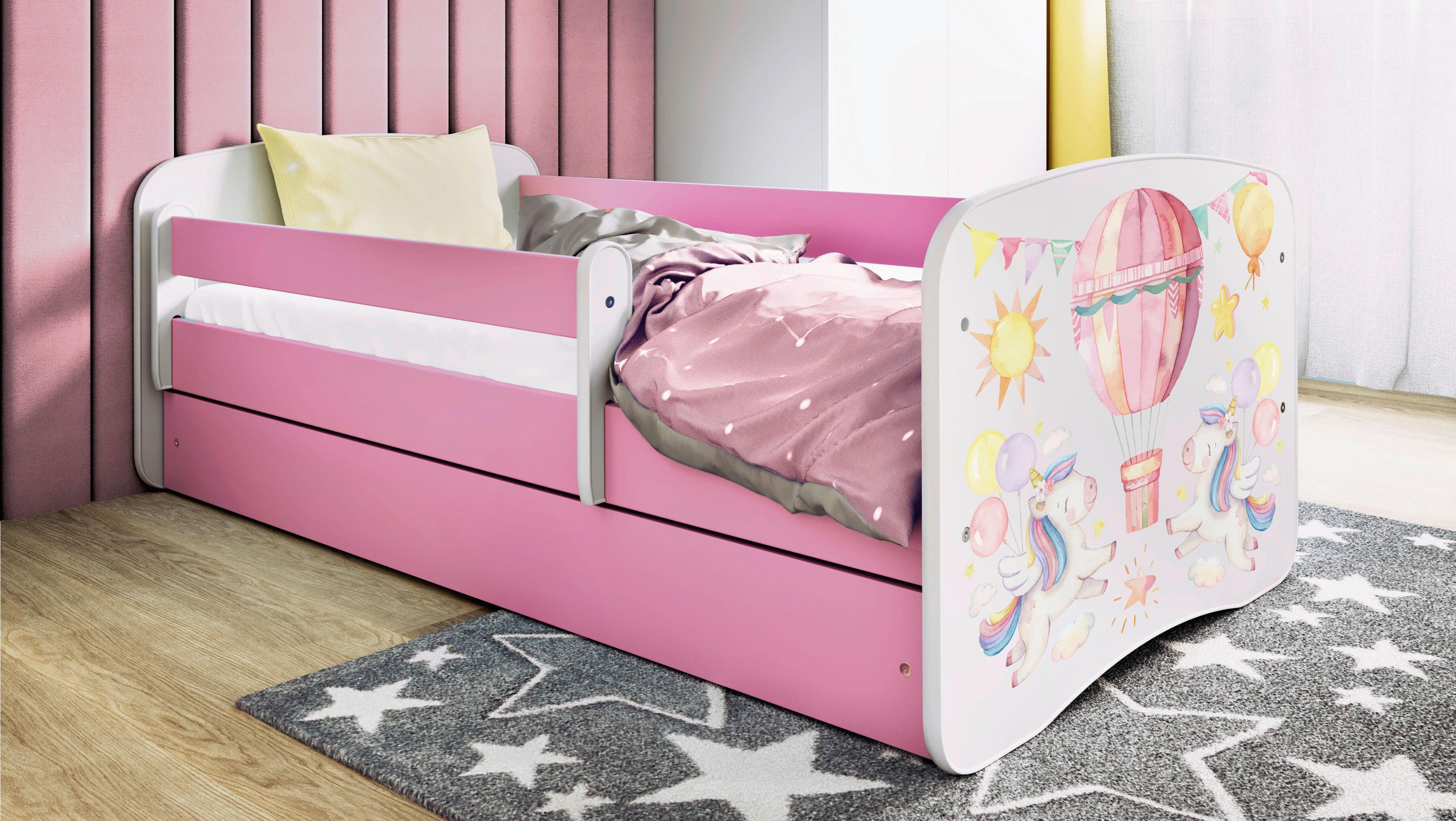Kinder-/Juniorbett Babydreams Inkl. Matratze 80x160 - Pink/Birkefarben, MODERN, Holz/Holzwerkstoff (80/160cm) - MID.YOU