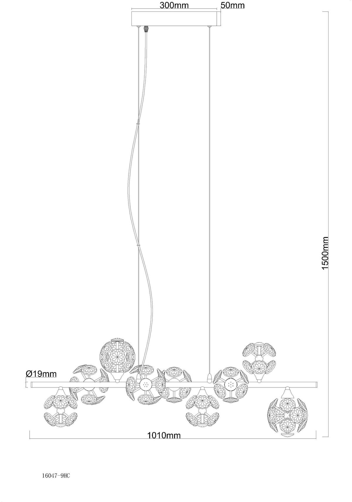 Hängeleuchte Virina Kristallglas ca. 86,6x36x120cm - Klar/Chromfarben, KONVENTIONELL, Glas/Metall (86,6/36/120cm) - Globo