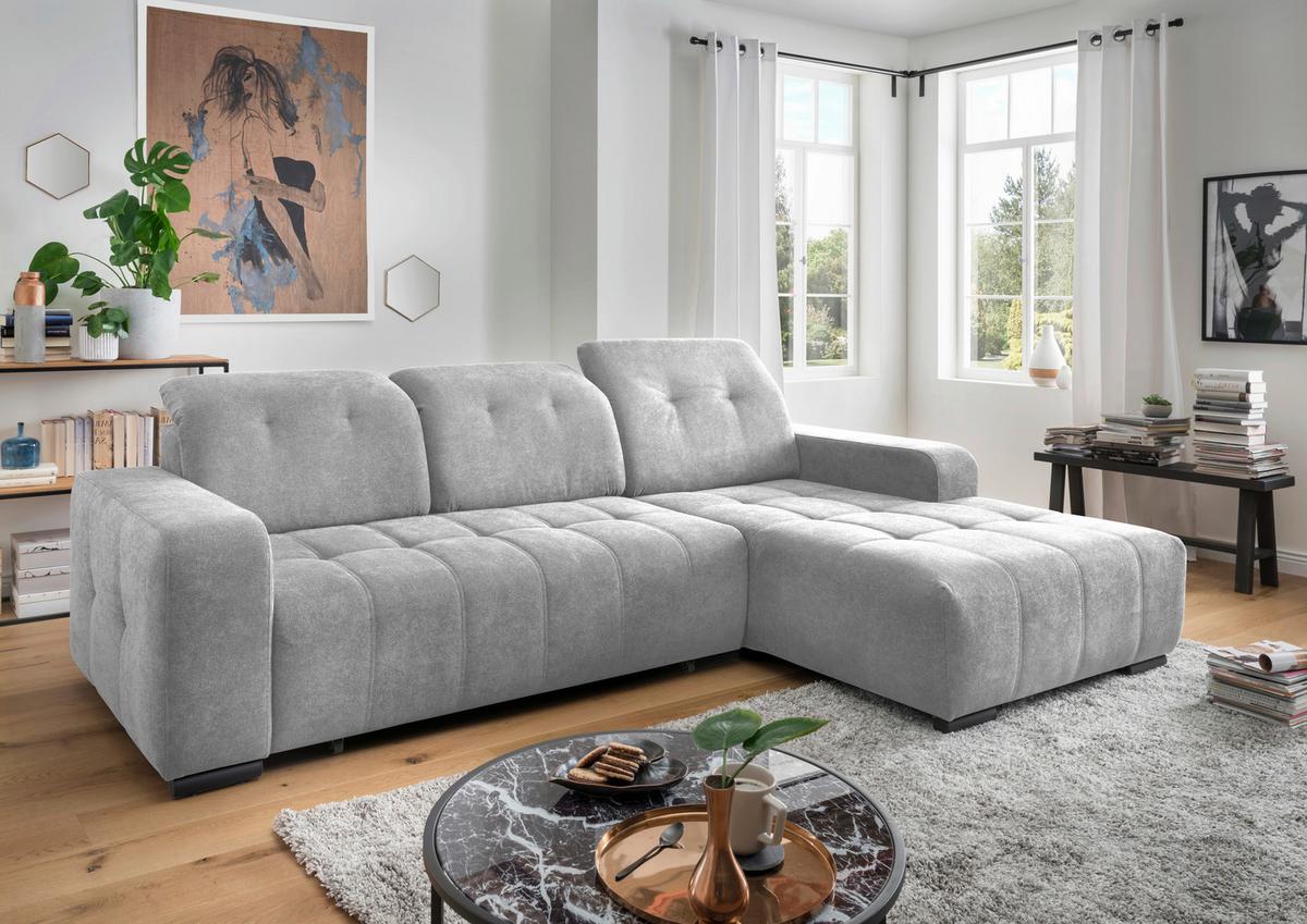 Ecksofa Vicari Grau S: 185x292 Cm - Schwarz/Grau, MODERN, Textil (185/292cm) - Livetastic