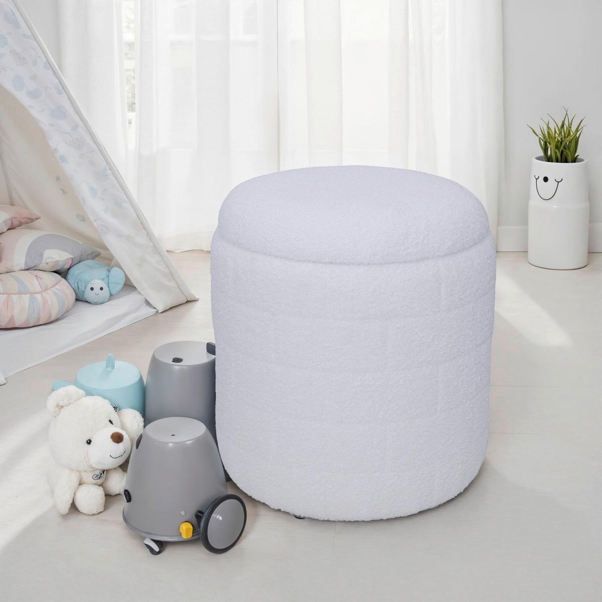 Hocker Weiß B: 40cm - Weiß, Basics, Textil (40/45/40cm) - Livetastic