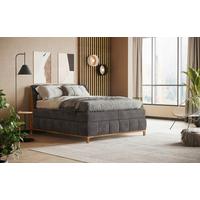 Boxspringbett Moon Mit Topper 180x200 Cm - Dunkelgrau/Eichefarben, MODERN, Holz/Holzwerkstoff (180/200cm) - MID.YOU