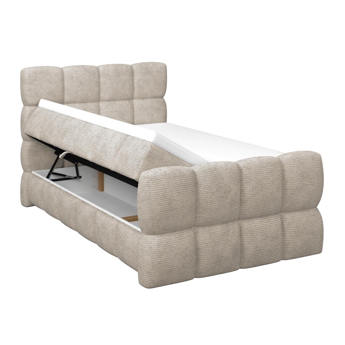 Boxspringbett Brisbane inkl. Bettkasten 140x200 - Beige/Schwarz, Trend, Holz/Holzwerkstoff (140/200cm) - Sembella