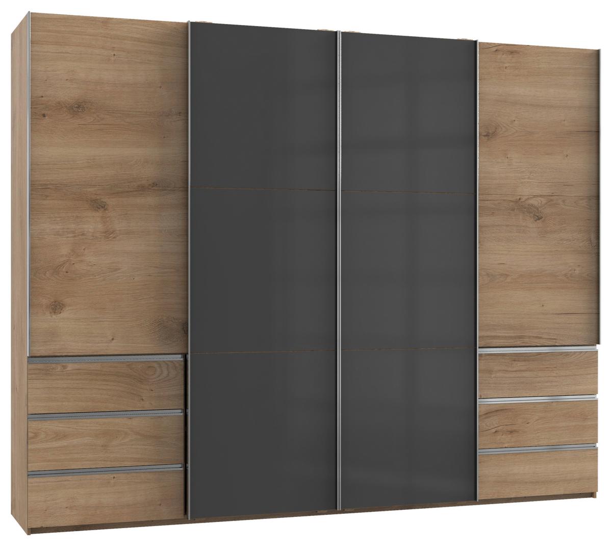 Schwebetürenschrank B: 300 Cm Level 36c Grau/eiche Dekor - Eichefarben/Grau, MODERN, Holzwerkstoff (300/236/65cm) - MID.YOU