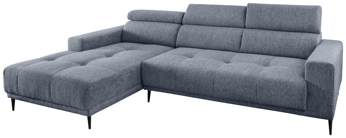 Ecksofa Intera, Hellblau S: 188x276 Cm - Schwarz/Hellblau, KONVENTIONELL, Textil (188/276cm) - Livetastic