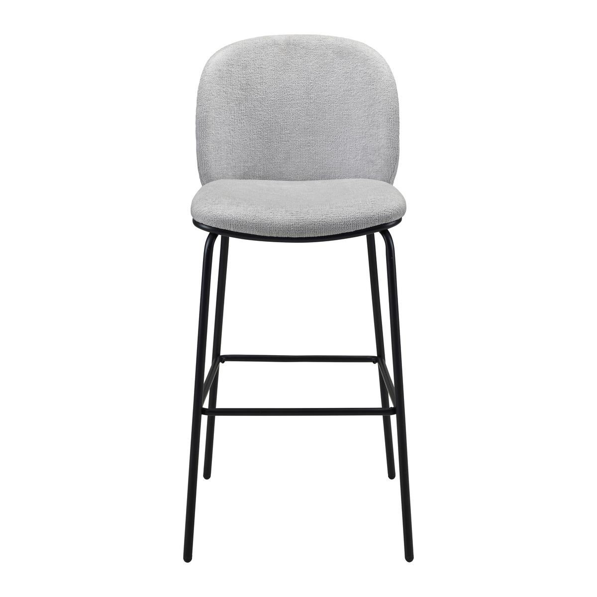 BAROVÁ STOLIČKA MALEA - čierna/svetlosivá, Modern, kov/drevo (46cm) - Bessagi Home