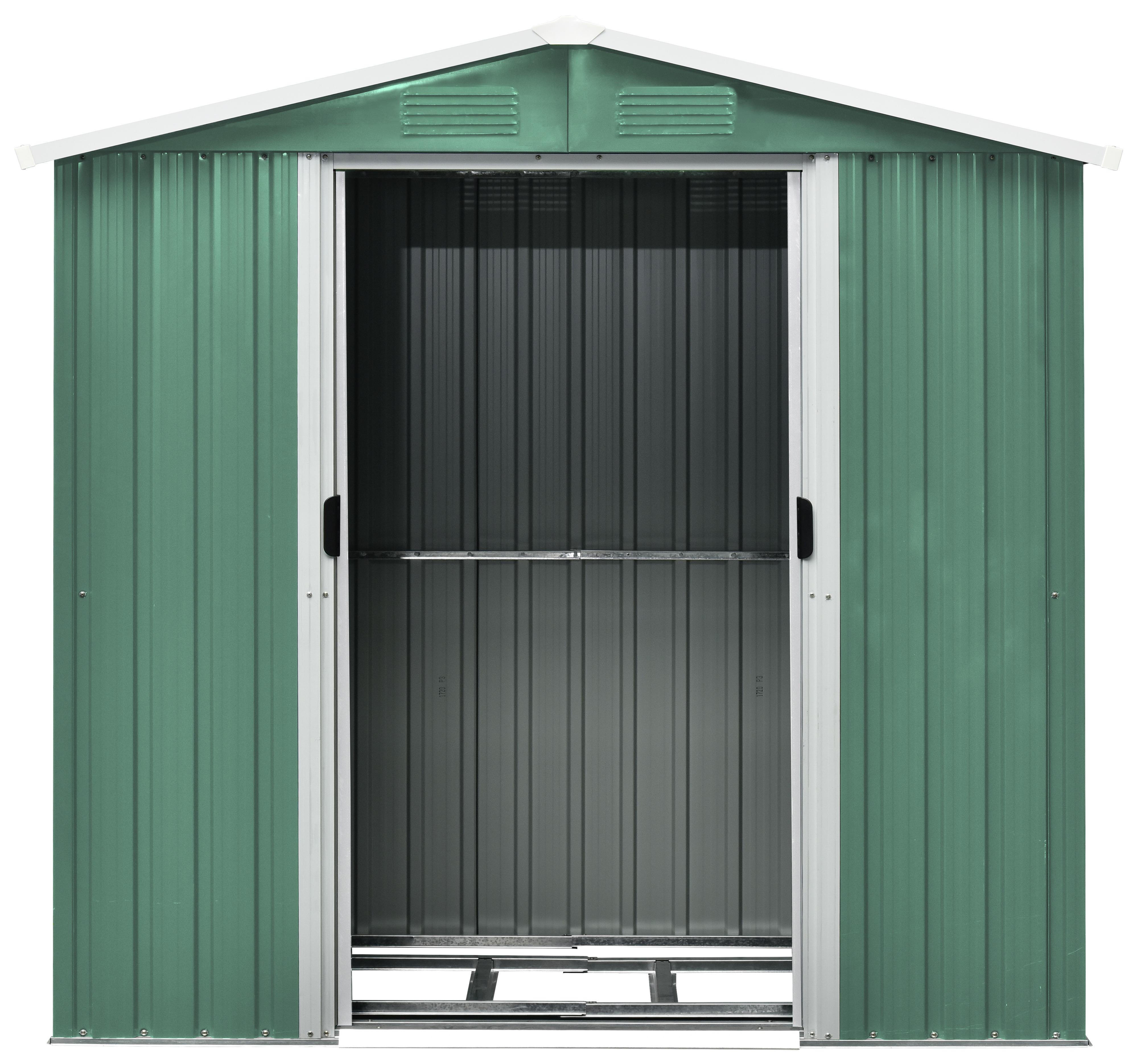 Gerätehaus ohne Boden 194x184x110 cm - Weiß/Grün, Basics, Metall (194/184/110cm)