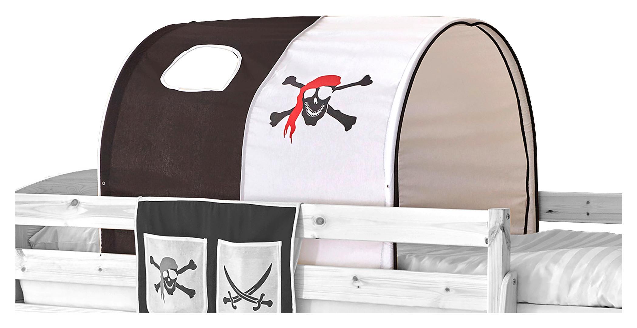 Tunnelset Schwarz/Weiß Pirat B: 100 cm mit Gestänge - Schwarz/Weiß, KONVENTIONELL, Textil/Metall (100/73/87cm) - MID.YOU