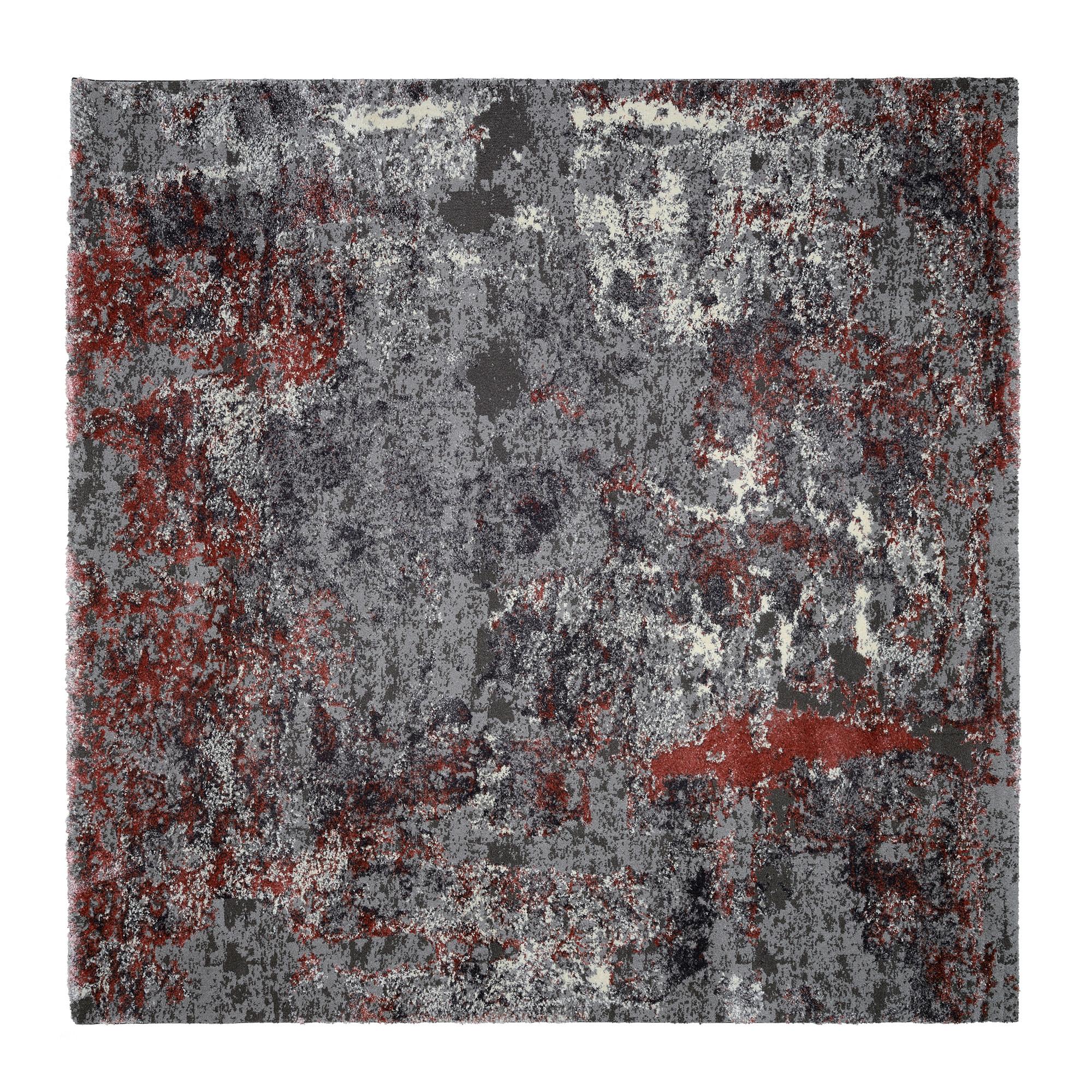 Webteppich Grau Timeline Quantum 200x200 cm - Hellrot/Grau, Design, Textil (200/200cm) - Novel