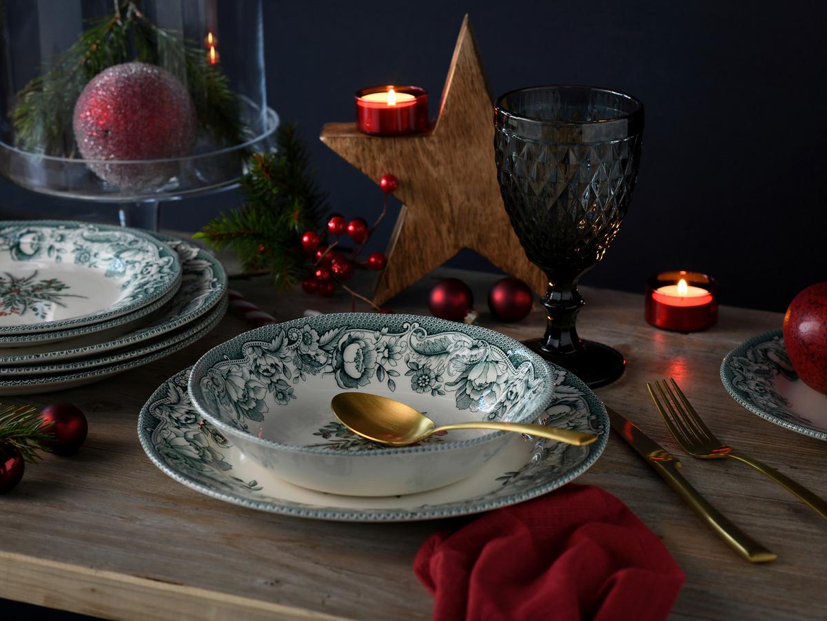 Tafelservice Weihnachten 12-Tlg., Grün - Grün, Basics, Keramik - Creatable