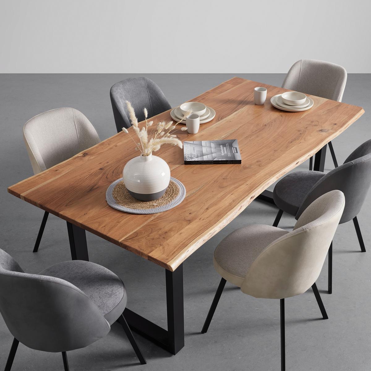 Jedálenský stôl z akácie MALMO 200 - čierna/farba akácie, Modern, kov/drevo (200/76/100cm) - Bessagi Home
