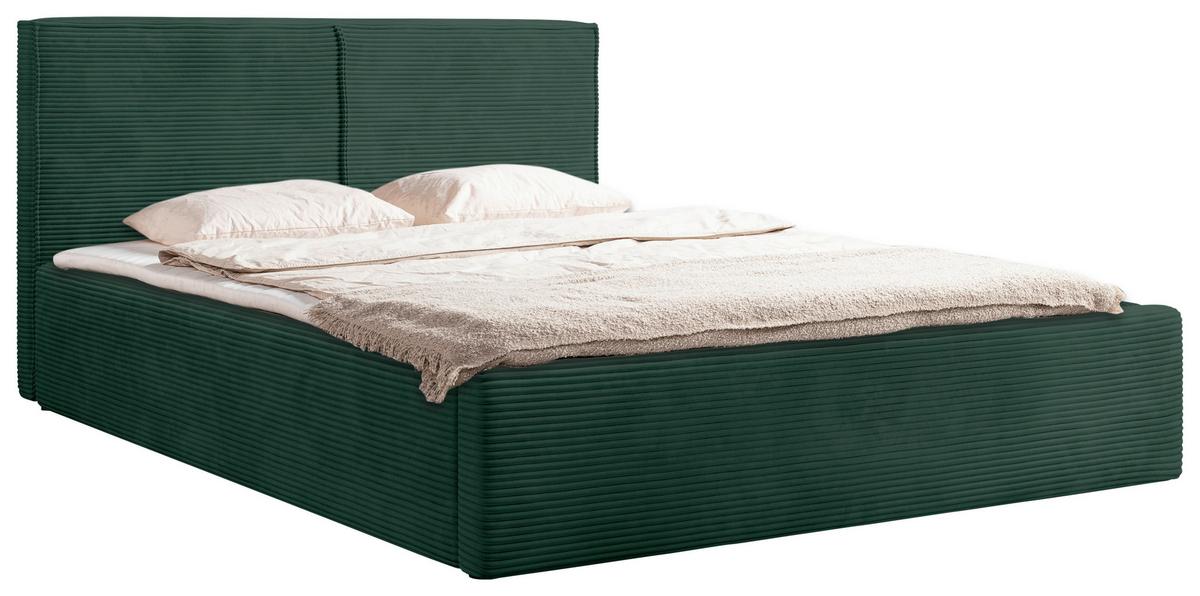 Polsterbett Mit Bettkasten Inez Dunkelgrün 180x200 Cm - Dunkelgrün/Schwarz, MODERN, Holz/Holzwerkstoff (180/200cm) - MID.YOU