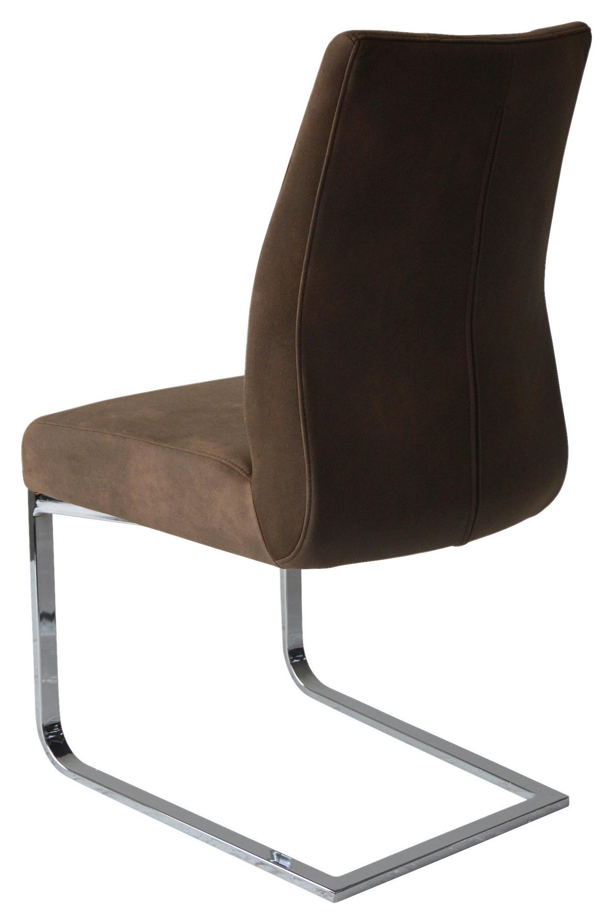 Schwingstuhl-Set Marlen XXL Braun/Silberfarben B: 47 cm - Silberfarben/Braun, LIFESTYLE, Textil/Metall (47/96/62cm) - MID.YOU