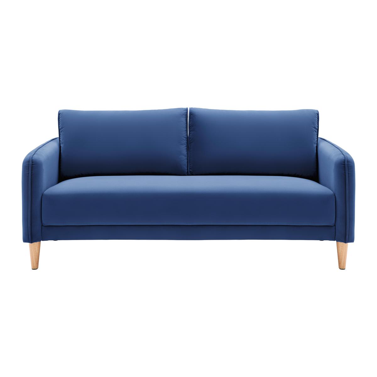 Pohovka LIVIA tmavěmodrá - přírodní barvy/tmavě modrá, Moderní, dřevo/textil (176/78/76cm) - Bessagi Home