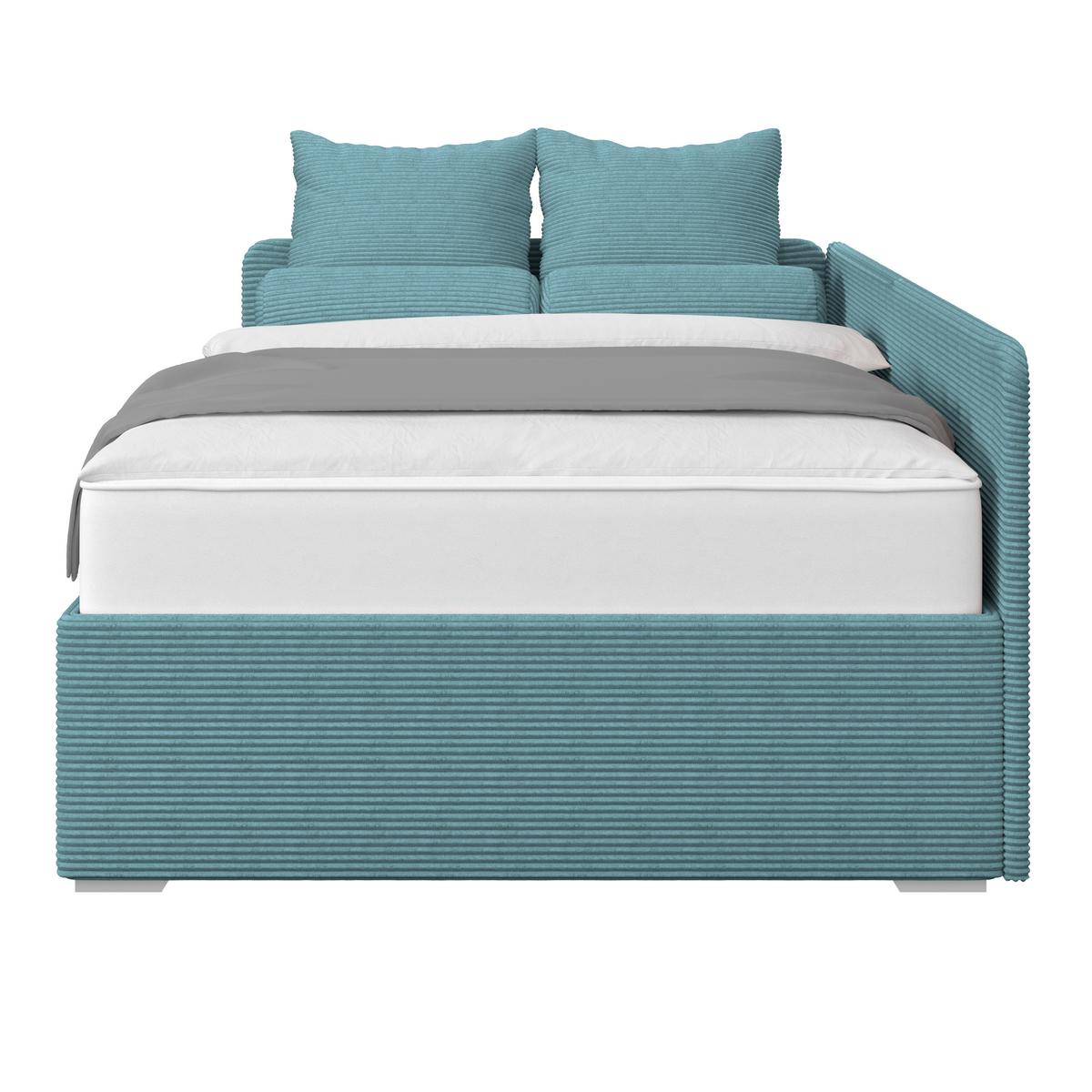 Kárpitozott Ágy Remi 120/200cm - kék/ezüstszínű, Modern, textil/fa (120/200cm)