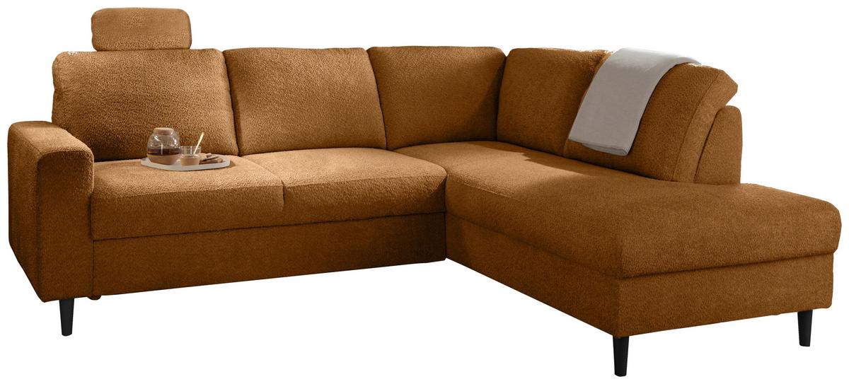 Eckschlafsofa Passione Goldfarben S: 242x200 Cm - Goldfarben/Schwarz, MODERN, Textil (242/200cm) - Livetastic
