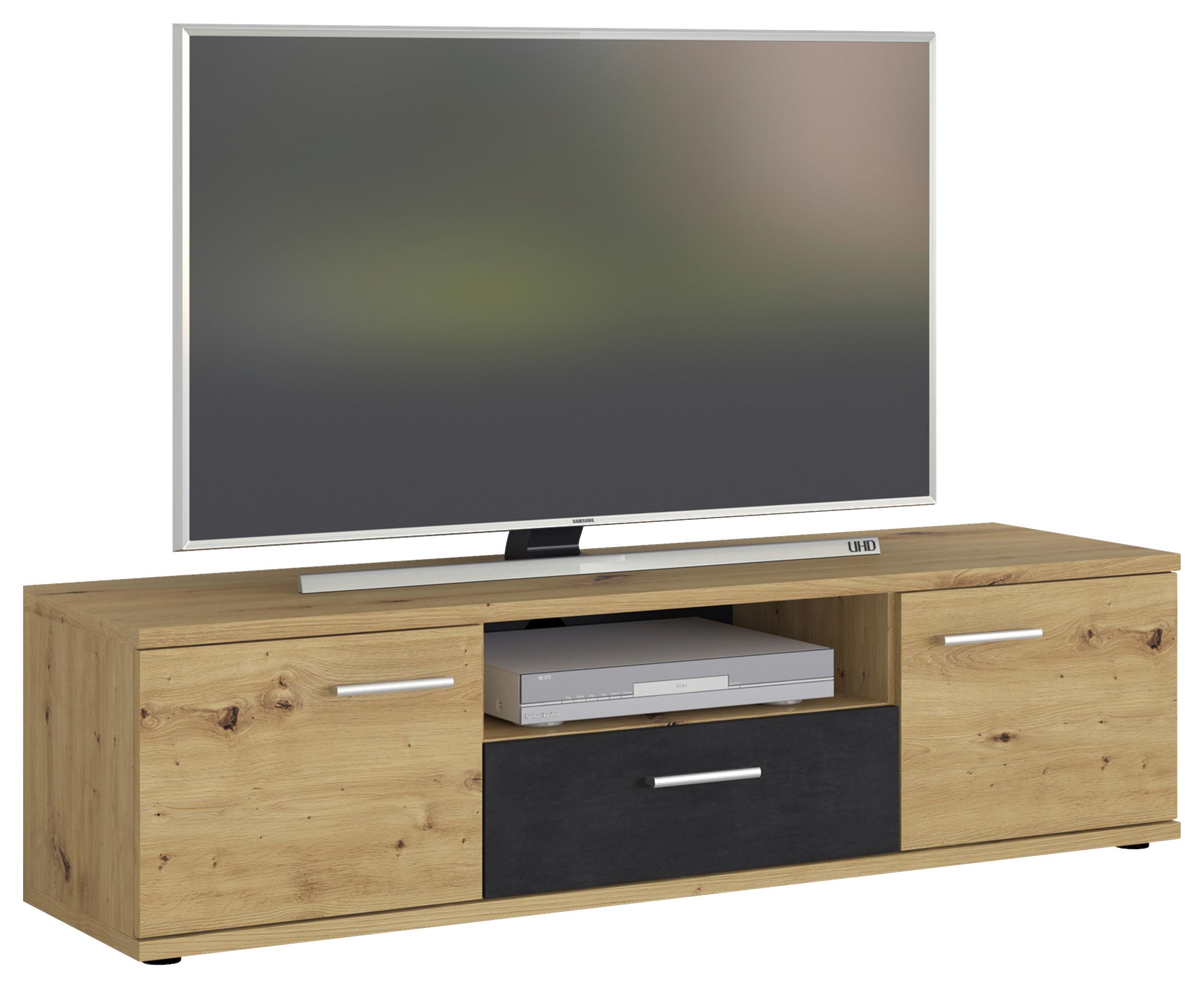 TV-Element Nina Eiche Artisan/Fresco B: 145 cm - Schwarz/Eiche Artisan, Holzwerkstoff (145/38,5/42cm) - MID.YOU