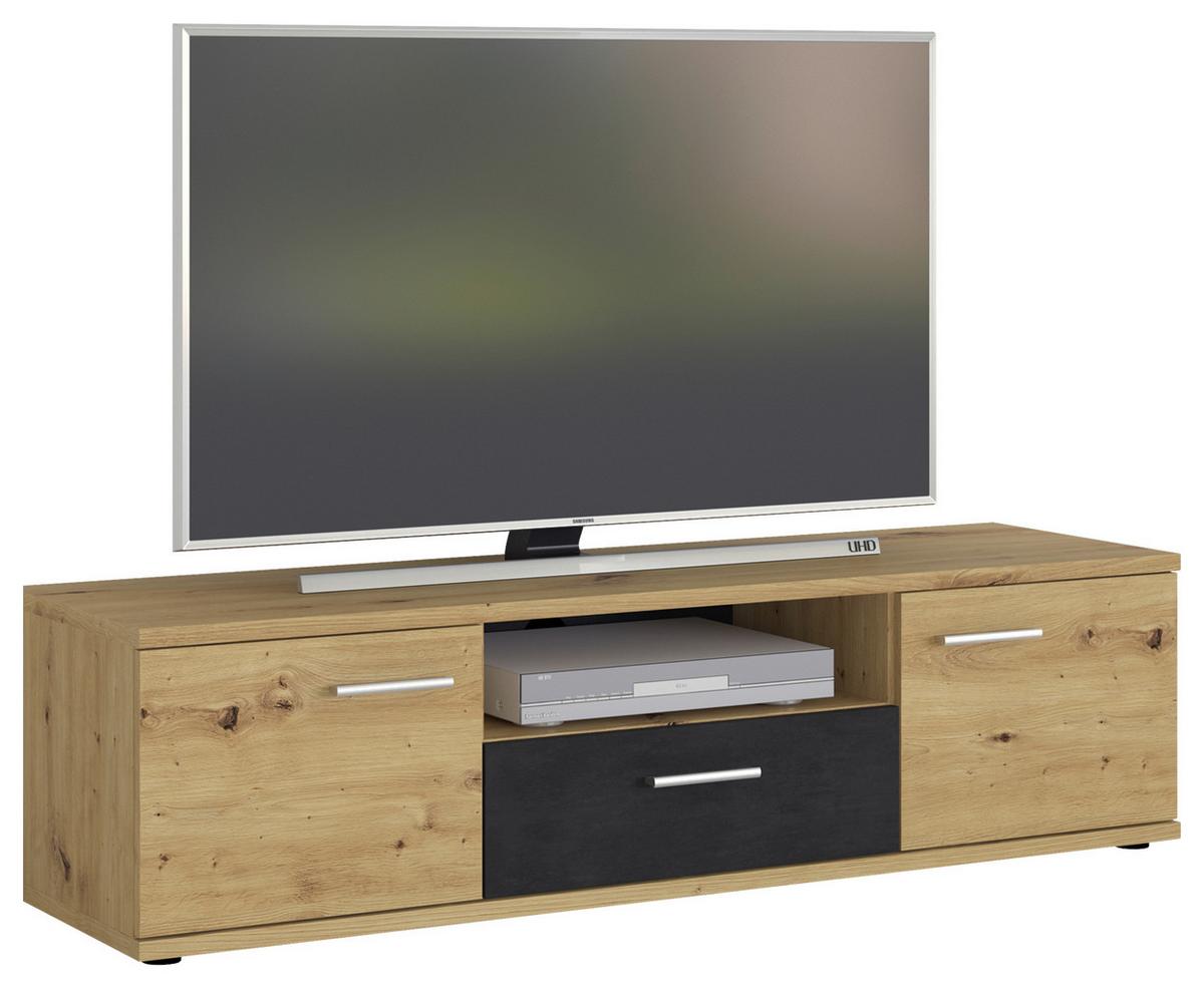 TV-Element Nina Eiche Artisan/Fresco B: 145 cm - Schwarz/Eiche Artisan, Holzwerkstoff (145/38,5/42cm) - MID.YOU
