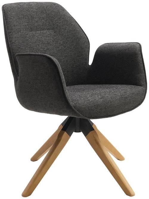 Armlehnstuhl Savona Anthrazit Mit Drehbarer Sitzfläche - Anthrazit/Naturfarben, MODERN, Holz/Textil (61/84/62cm) - MID.YOU