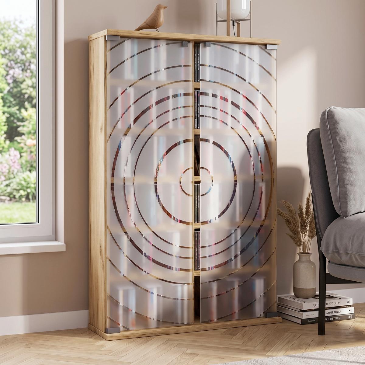 CD-REGAL Tilano Honigeiche Dekor - Honigeiche, Design, Glas/Holzwerkstoff (60/92/18cm) - MID.YOU