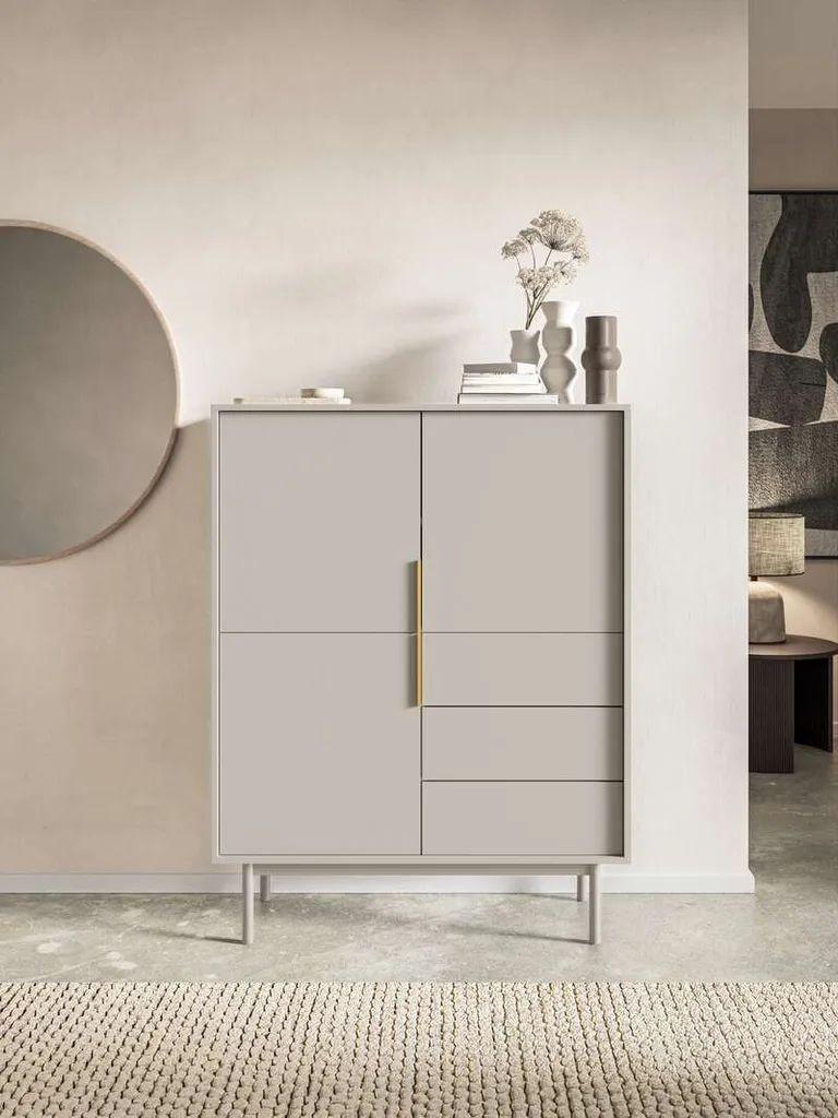 Komoda AVIV kašmír - kašmírová/barvy zlata, Design, kov/kompozitní dřevo (104/139,5/39cm) - Xora