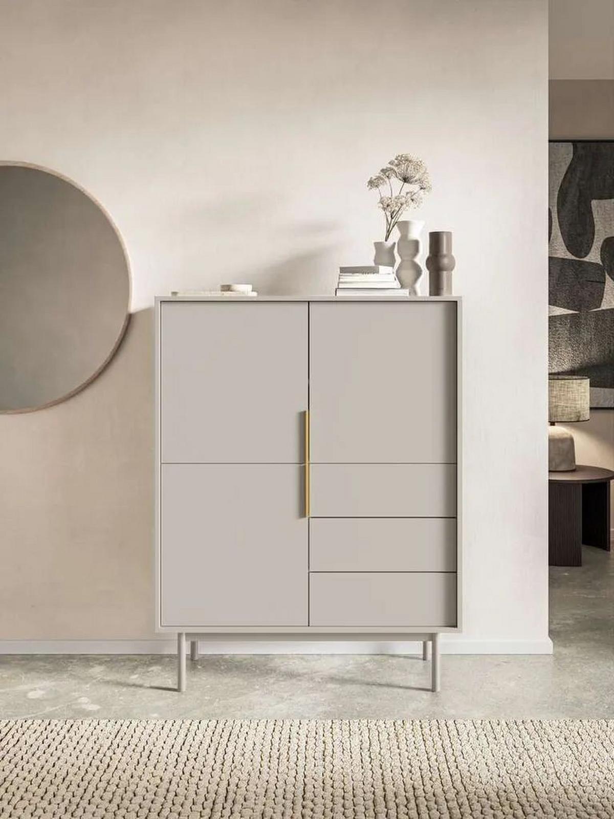 Komoda AVIV kašmír - kašmírová/barvy zlata, Design, kov/kompozitní dřevo (104/139,5/39cm) - Xora