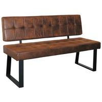 Sitzbank Volda Webstoff Braun, B: 140 cm - Schwarz/Braun, MODERN, Textil/Metall (140/85/56cm) - Livetastic