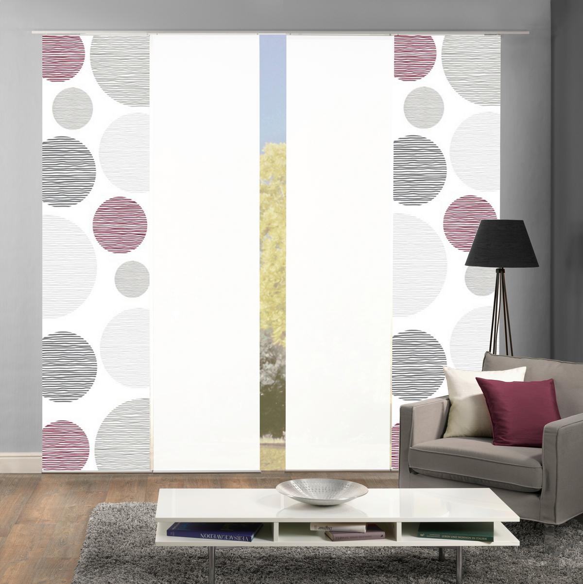 Flächenvorhang 4er Set Borden - Bordeaux/Weiß, Design, Textil (4x60/245cm) - Schmidt W. Gmbh