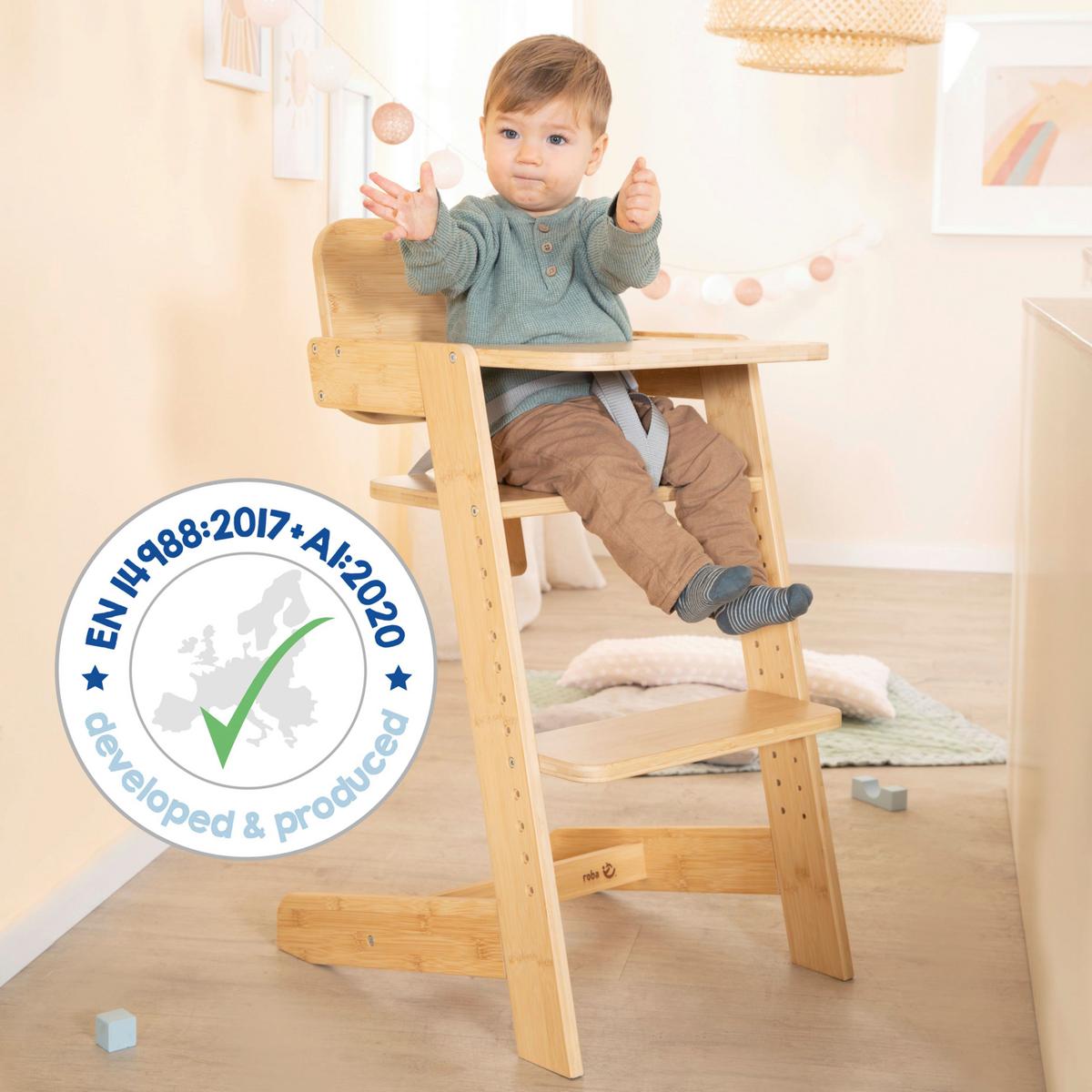 Hochstuhl Luna Bambus Masiv Mitwachsend - Naturfarben, Basics, Holz (45/86/50cm) - Roba