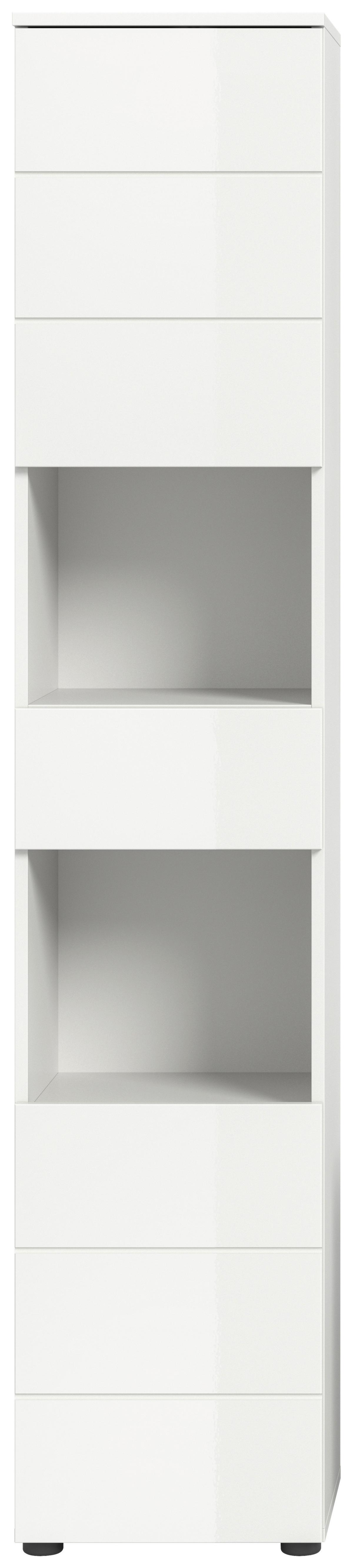 Hochschrank Vira Weiß B: 38 cm - Weiß Hochglanz/Schwarz, MODERN, Holzwerkstoff (38/190/34cm) - MID.YOU