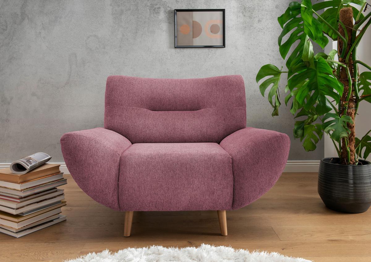 Sessel Drago Brombeere B/h/t: 111/81/90 Cm - Wildeiche/Brombeere, MODERN, Holz/Textil (111/81/90cm) - MID.YOU