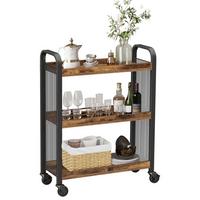 Allzweckwagen Vasagle 3 Fächer, Braun, Schwarz - Schwarz/Braun, Trend, Holzwerkstoff/Metall (66/85/26cm) - Boxxx