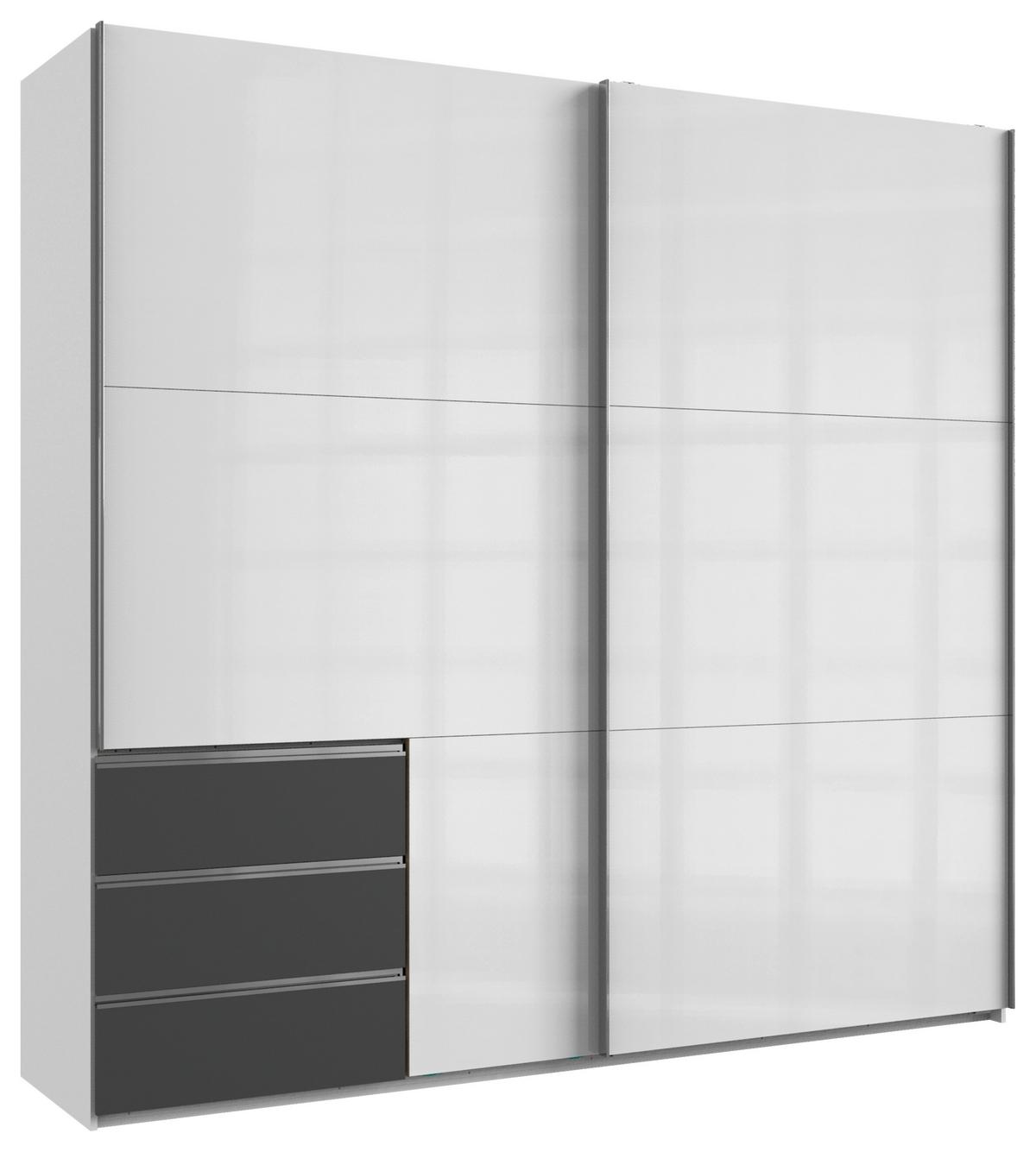 Skříň s posouvacími dveřmi LEVEL barvy grafitu - barvy grafitu/barvy chromu, Moderní, kov/kompozitní dřevo (250/236/65cm) - MID.YOU