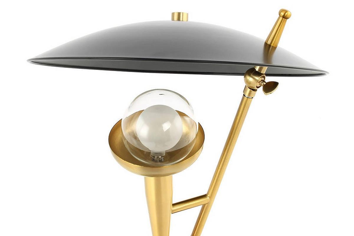 Tischlampe Flyer Schwarz/ Goldfarben - Goldfarben/Schwarz, Trend, Metall (36/36/50cm) - Kayoom