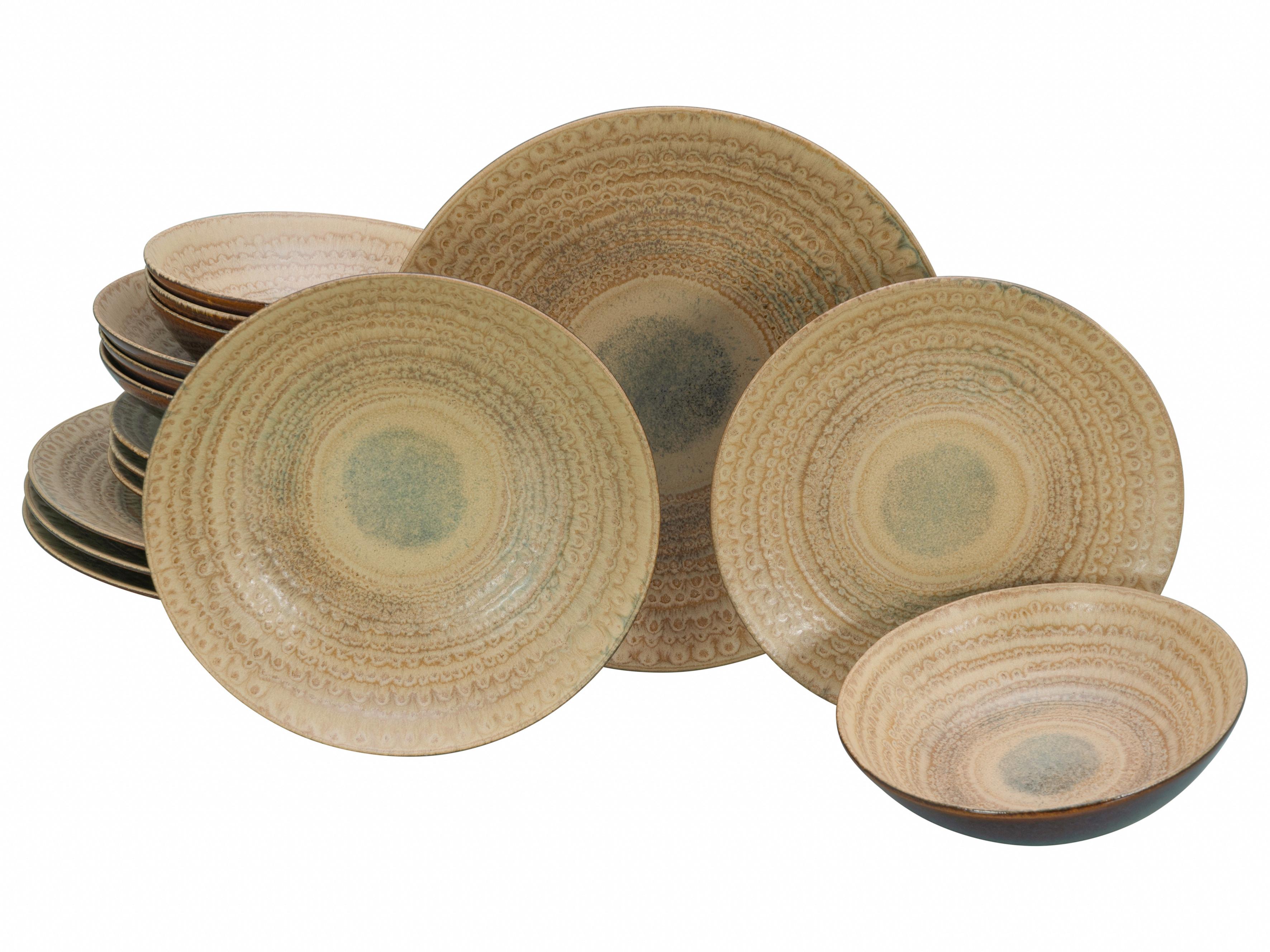 Tafelservice Neapel 16-Teilig Steinzeug, Braun, 4 Personen - Sandfarben/Braun, Basics, Keramik - Creatable